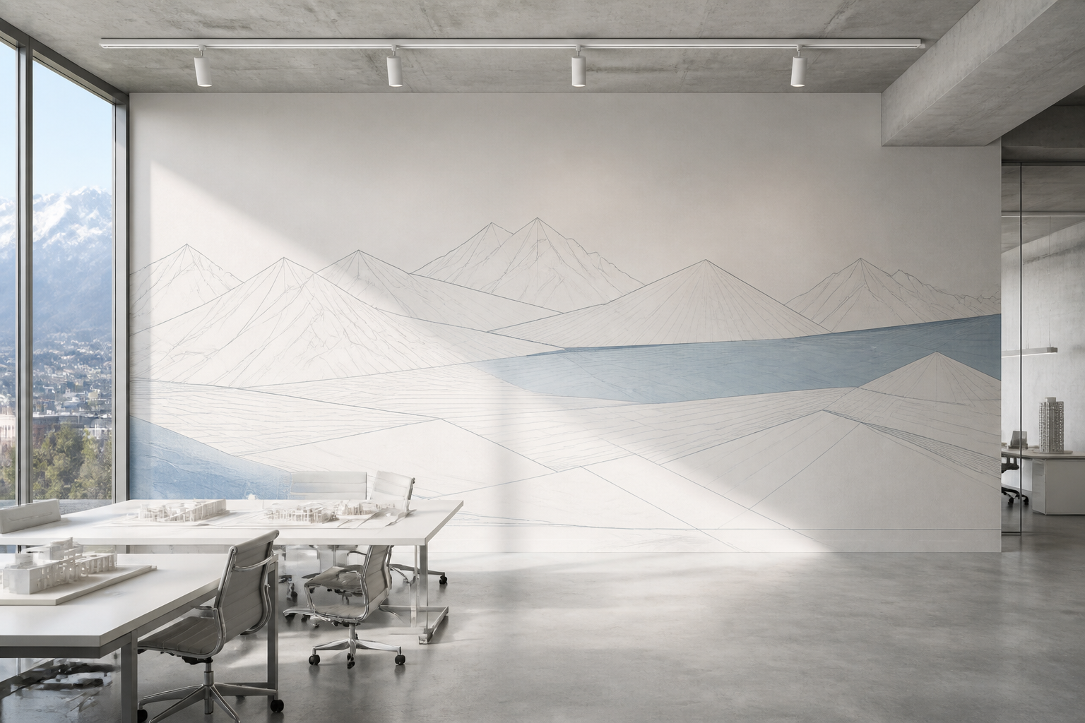 Fresque linéaire dans une agence d'architecture